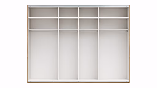 Schwebetürenschrank Viana - B ca. 301 cm, Lack, Weiß, Riffholz, Balkeneiche