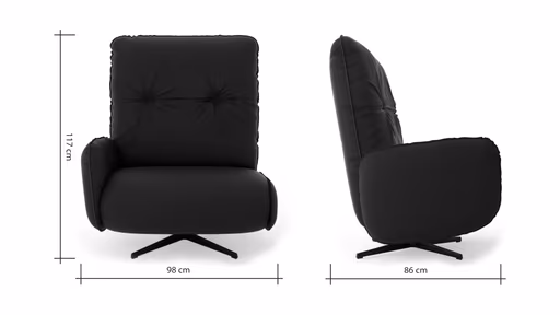 Loungesessel Lovere - Leder, Schwarz, Armlehne links