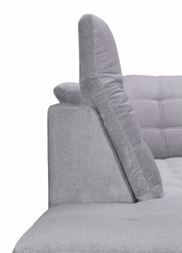 Wohnlandschaft - Longchair links, 1,5-Sitzer, Ecke rechts inkl. Schlaffunktion und Bettkasten, verstellbare Kopfstützen, Stoff, Grau