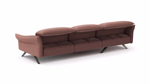 Ecksofa Bormio - Longchair links und 3-Sitzer inklusive Relaxfunktion (motorisch), Stoff, Pfirsich