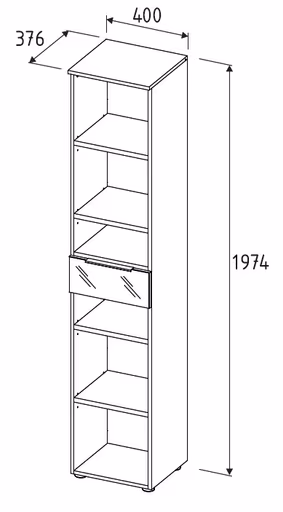 Büroregal - B ca. 40 cm, Riva Eiche Nachbildung, Kaschmir