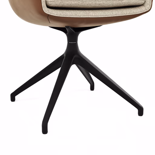 Armlehnstuhl Macano - drehbar, Stoff & Leder, Beige, Cognac