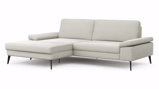 Ecksofa Houston - Longchair groß links mit 1,75-Sitzer, inkl. Sitztiefenverstellung und Armlehne klappbar, Stoff, Natur