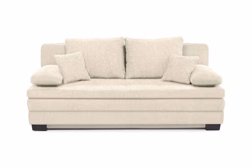 Sofa JONAH - 2-Sitzer inkl. Schlaffunktion und Bettkasten, Stoff, Creme