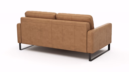 Sofa Enna - 3-Sitzer, Armlehne A, Leder, Cognac Kufe, Schwarz