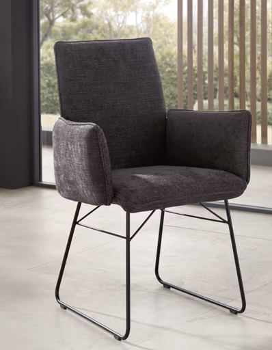 Armlehnstuhl Elda - Stoff, Anthrazit