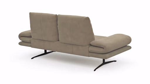 Sofa Lucero - 2,5-Sitzer inkl. Rückenlehne und Sitztiefe verstellbar, Leder, Taupe 