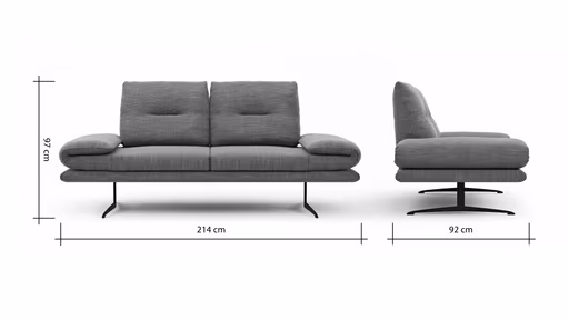 Sofa Lucero - 2,5-Sitzer inkl. Rückenlehne und Sitztiefe verstellbar, Leder, Taupe 