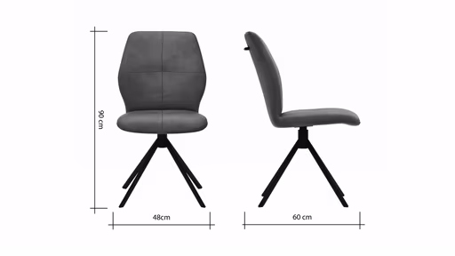 Stuhl Dinner - drehbar, Stoff, Dunkelgrau