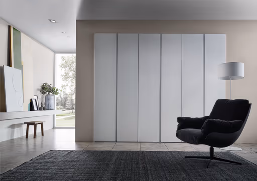 Drehtürenschrank Loretto - B ca. 280 cm, Melamin matt, Weiß