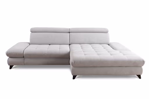 Ecksofa - 1,5-Sitzer mit Longchair rechts, Rückenlehne verstellbar, Stoff, Silbergrau
