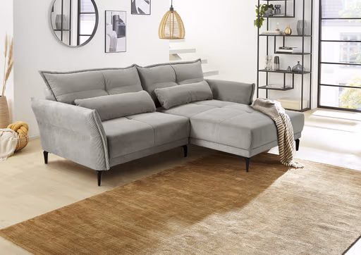 Ecksofa - 1,5-Sitzer, Ecke rechts, Stoff, Grau