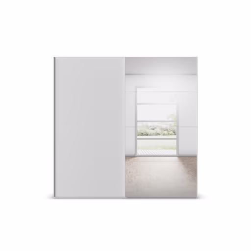 Schwebetürenschrank ROVERO- B ca. 225 cm, Weiß, Spiegel