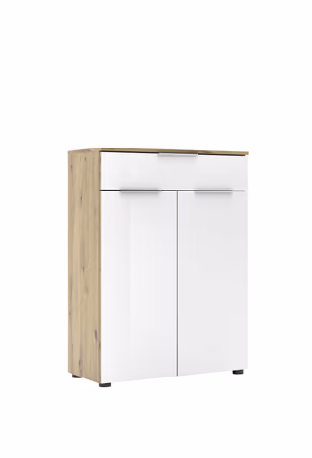 Büroschrank - B ca. 80 cm, Artisan Eiche Nachbildung, Weiß