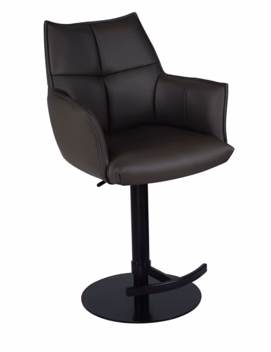Barhocker MELE - drehbar, höhenverstellbar, Leder, Dunkelbraun