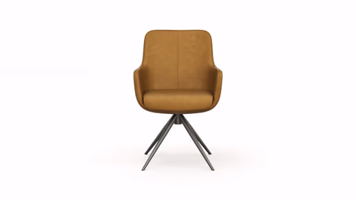 Armlehnstuhl Mis - Leder, Kurkuma, Gestell, Anthrazit