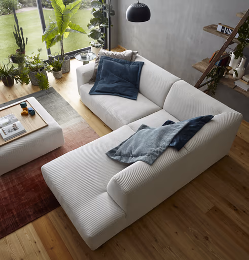 Ecksofa Elementos - 1,5-Sitzer links mit Ecke rechts, Stoff, Weiß