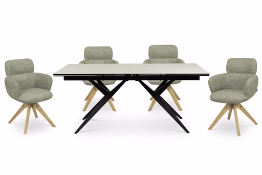 Armlehnstuhl MANJA - drehbar, Stoff, Grün