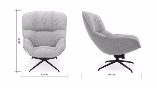 Sessel Unn - Stoff, Grau