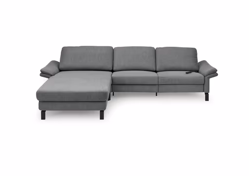 Ecksofa CALM PREMIUM 2.0 - Longchair links mit 3-Sitzer, Relaxfunktion motorisch, Armlehne verstellbar, Stoff, Anthrazit