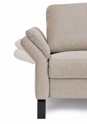 Ecksofa CALM PREMIUM 2.0 - Longchair links mit 3-Sitzer, Relaxfunktion motorisch, Armlehne verstellbar, Stoff, Sand