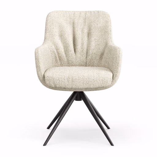 Armlehnstuhl Mis Legere - Boucle, Creme, Stativ, Anthrazit