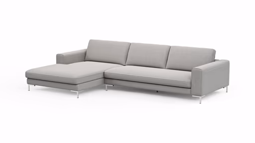 Ecksofa Solano - Longchair Links mit 2,5-Sitzer, Boucle, Hellgrau