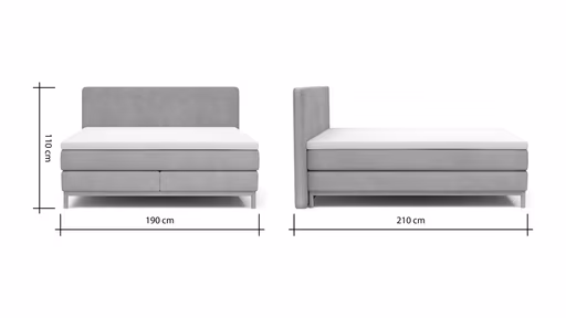 Boxspringbett Odense - Liegefläche ca. 180x200 cm, Stoff, Dunkelgrau
