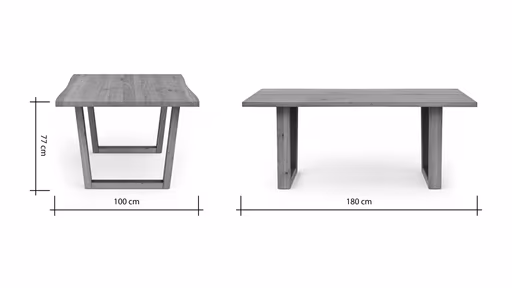Esstisch Belfast - LB ca. 180x100 cm, Eiche massiv, mit Metalleinlage im Gestell