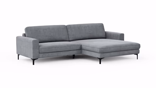 Ecksofa Oviedo - 1,5-Sitzer mit Longchair rechts, Stoff, Grau