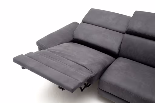 Ecksofa Anna - 2,5-Sitzer mit Longchair rechts inkl. Relaxfunktion (motorisch), Kopfteil verstellbar, Stoff, Stahl