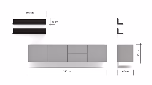 Wohnwand Palos - Lack, Hellgrau