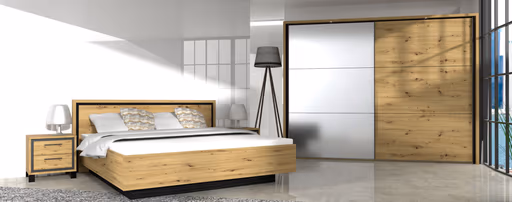 Schwebetürenschrank FARIDA - B. ca. 270 cm, Eiche Dekor