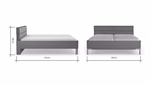 Bett Viana - Liegefläche ca. 180x200 cm, Holzwerkstoff Dunkelgrau, Kunstleder Anthrazit