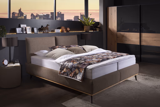 Polsterbett EM Samana - Liegefläche ca. 180x200 cm, Stoff, braun