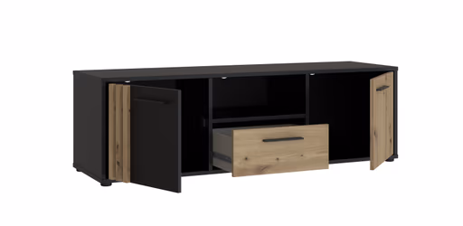 TV-Board FLORISS- Schwarz, Eiche Dekor