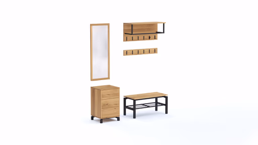 Garderobenkombination Williston - Korpus Wildeiche geölt / Front sandgestrahlt