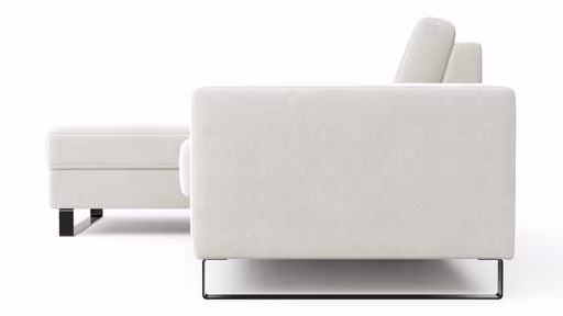 Schlafsofa Laredo - Longchair mit 2-Sitzer rechts inkl. Schlaffunktion mit Bettkasten, Stoff, Graubeige