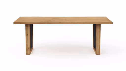 Esstisch Belfast - LB ca. 220x100 cm, Eiche massiv, mit Metalleinlage im Gestell