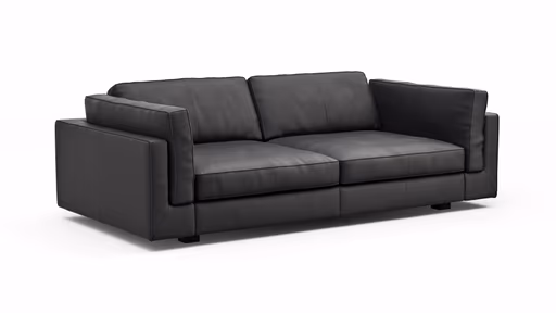 Sofa Aprino 3 - 3,5-Sitzer XL, Dickleder, schwarz, Armlehne Kissen