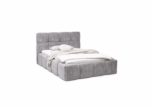 Bettgestell SANDRIN R- Liegefläche ca. 140x200 cm, Stoff, Hellgrau, inkl Latterost und Stauraum