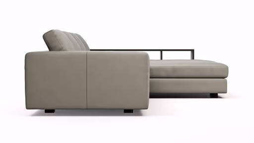 Ecksofa Aprino 1 - 2,5-Sitzer mit Longchair rechts, Leder, Grau