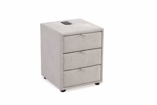 Nachttisch- Inkl. Ladeport, Stoff, Hellgrau