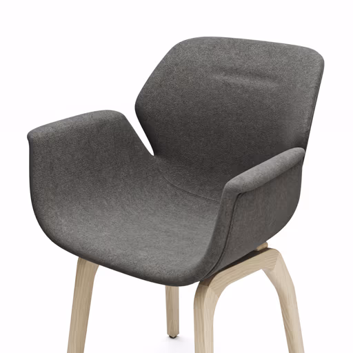 Armlehnstuhl Tooon - Stoff Dunkelgrau, Gestell Holz