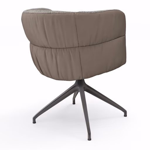 Armlehnstuhl Milana - drehbar, Leder Grau, Stoff Graubraun