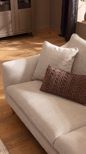 Sofa Burnley - 3-Sitzer, Stoff, Graubeige