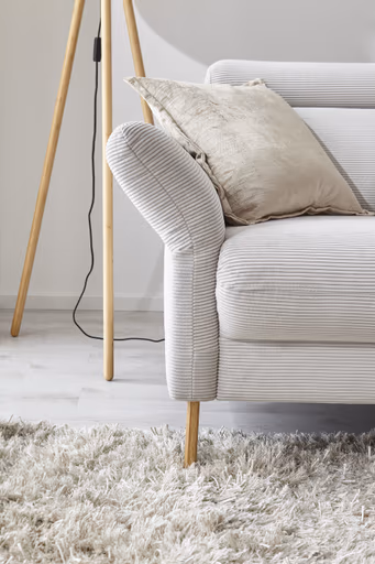 Sofa Maryville - 2,5-Sitzer mit Eckelement und Abschlussteil medium rechts, inkl. Kopfteil verstellbar, Stoff, Beige