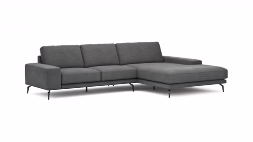 Ecksofa Redington - 2,5-Sitzer mit Longchair groß rechts, Stoff, Schwarz
