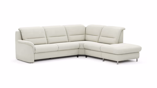 Ecksofa Cornella Plus - 2-Sitzer links mit Ecke und Abschlussteil rechts, Stoff, Creme