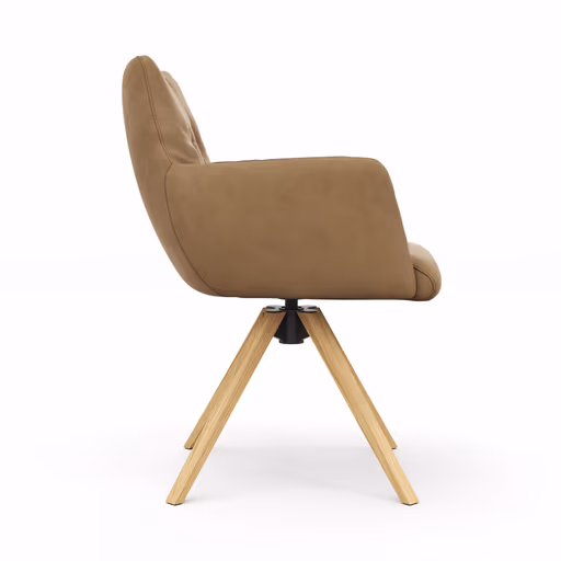 Armlehnstuhl Nashville - drehbar, Leder, Braun